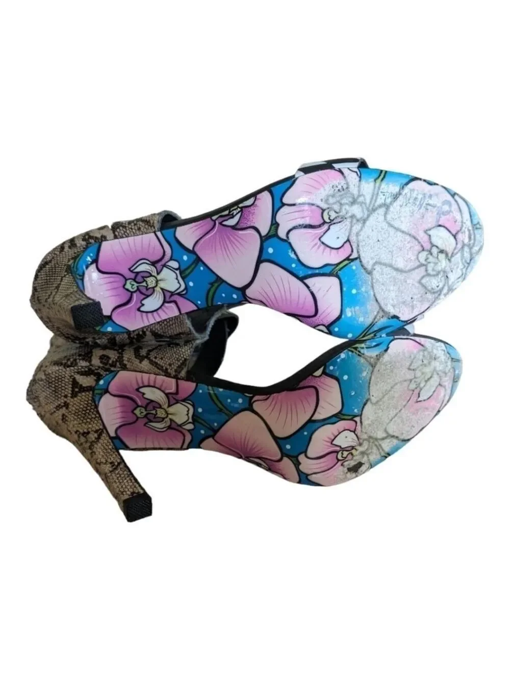 Taylor Says Rio Zip Back Snakeskin High Heel Sandals Size 9